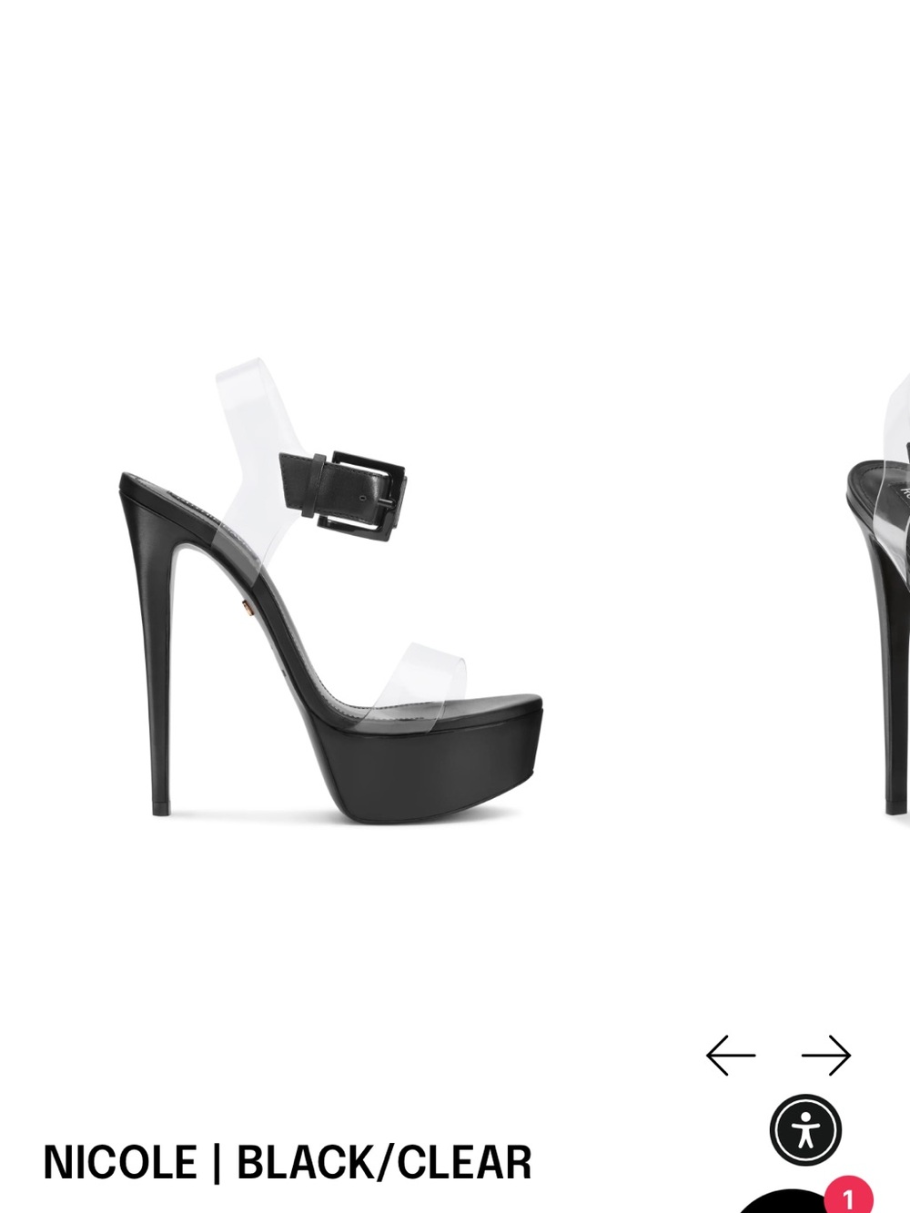 Ruthie Davis Black and Clear Platform Stiletto Sandals